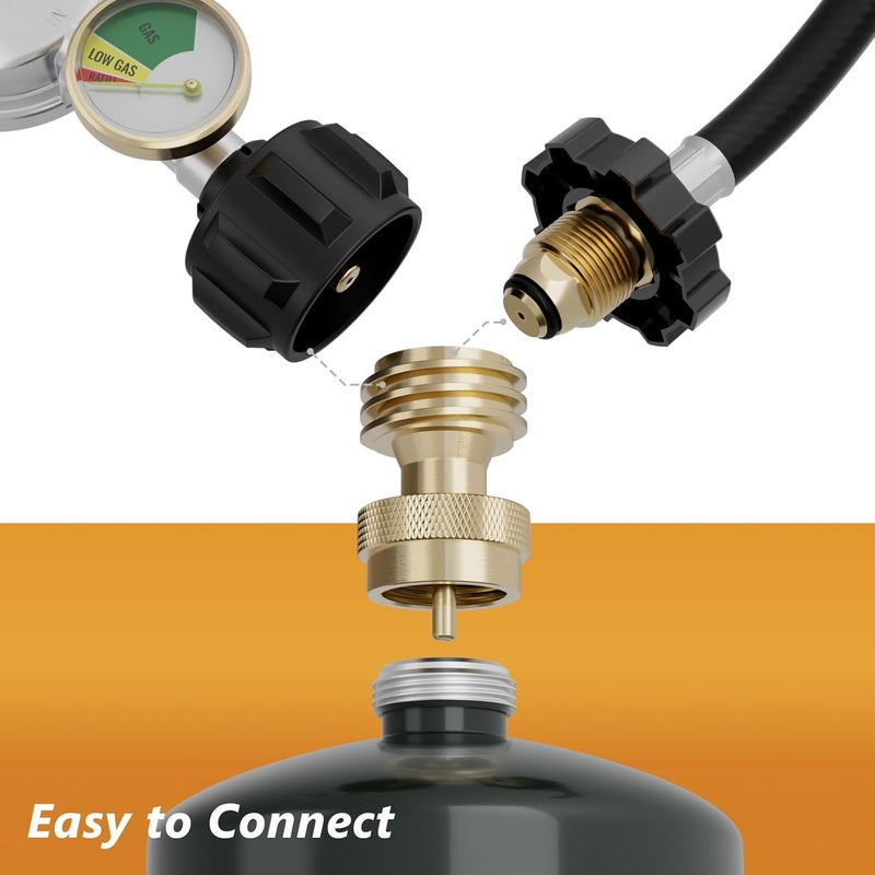 NUPICK Propane Tank Adapter, 1 Lb to 20 Lb Converter, Hook Up Small Propane Tanks to BBQ Grill, 100% Solid Brass Construction - Image 4